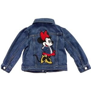 Baby Gap Disney Minnie Mouse Denim Jacket Girls 4 Years Sleeve Embroidered